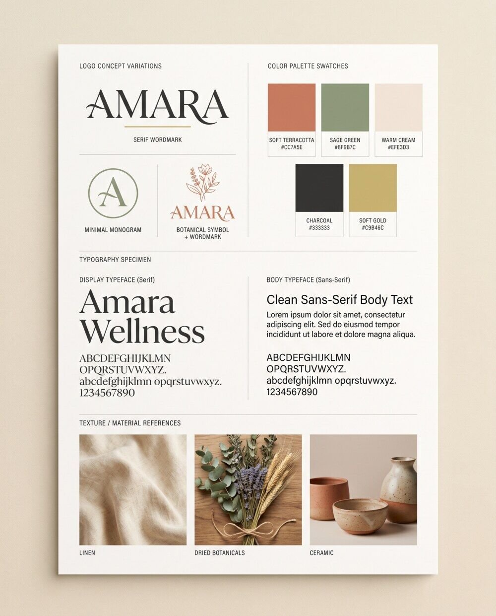 AMARA brand identity exploration board concept