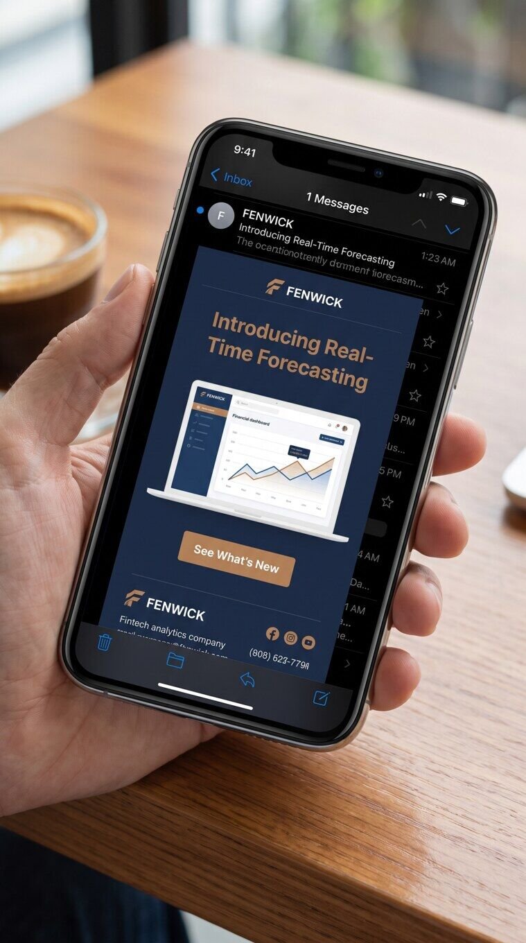 FENWICK product launch email design concept mockup