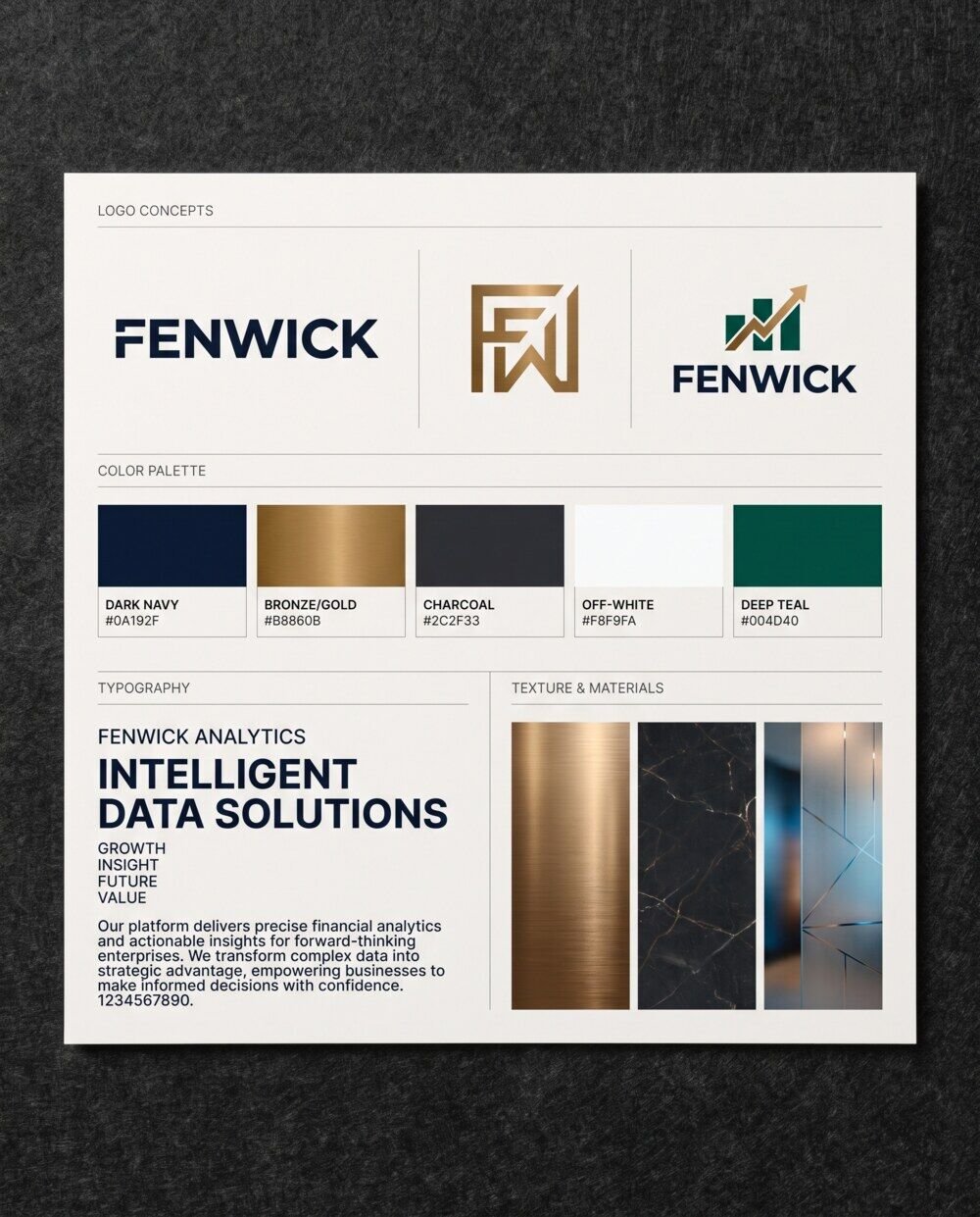 FENWICK brand identity exploration board concept