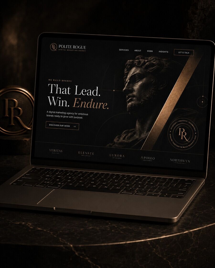 Polite Rogue website hero design mockup